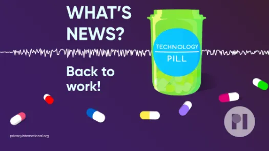 Title of the podcast hovers over a waveform running through the podcast logo - an open pill bottle with a label reading technology pill